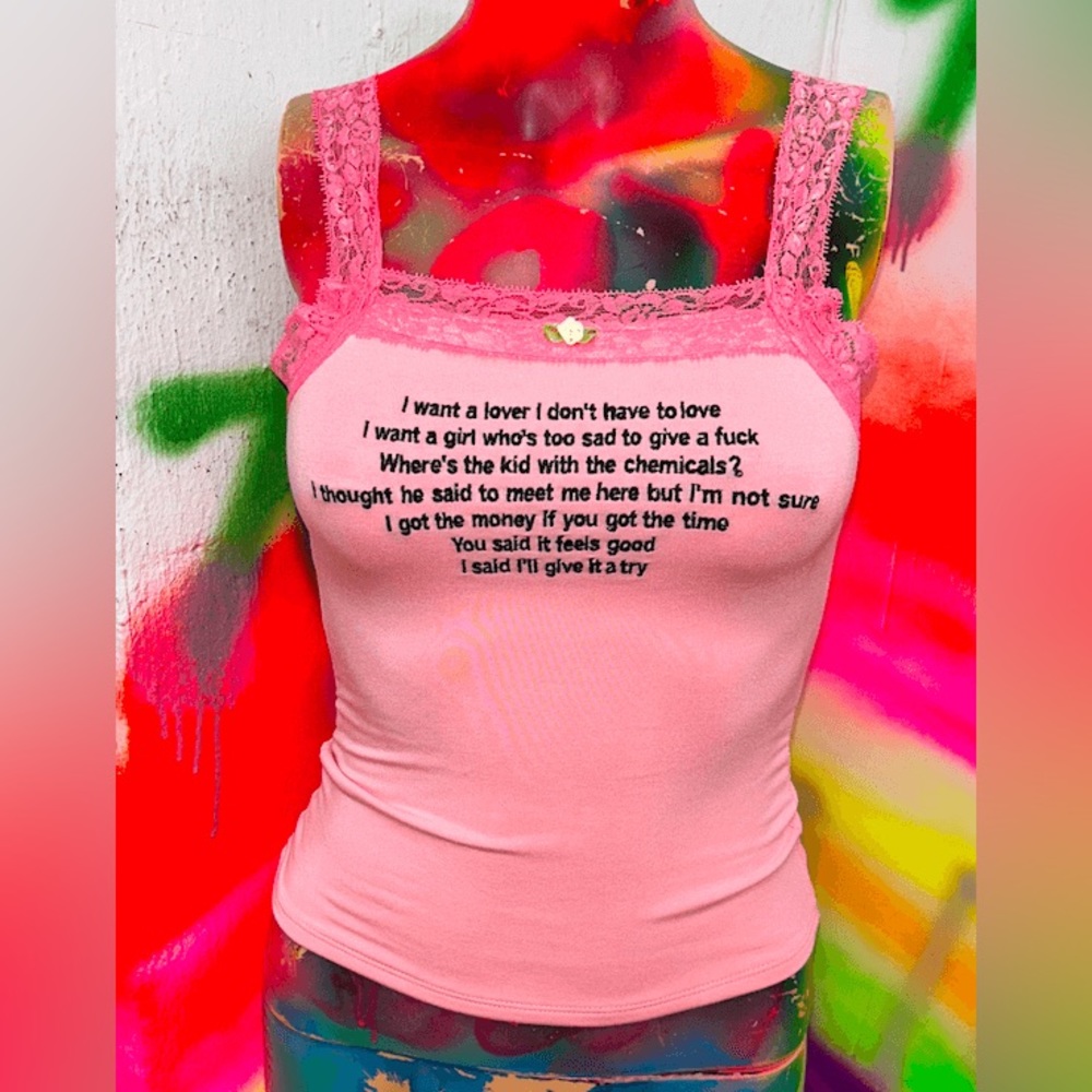 O-mighty “Lover I don’t have to love” pink lace camisole,  Bright Eyes lyrics